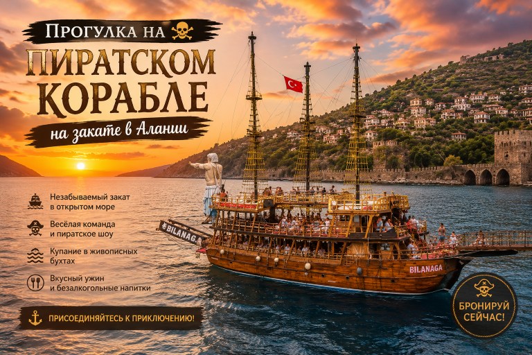 Прогулка на Пиратском Корабле в Алании